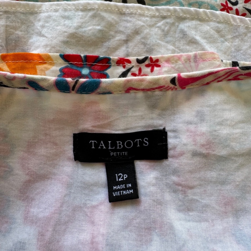 Talbots Size 12P Petite Floral Dress | Colorful Spring Summer Fit & Flare midi - Picture 4 of 8